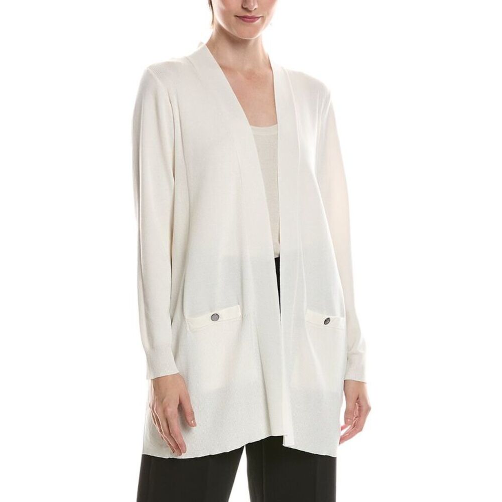 Anne Klein Womens Rib Pocket Cardigan